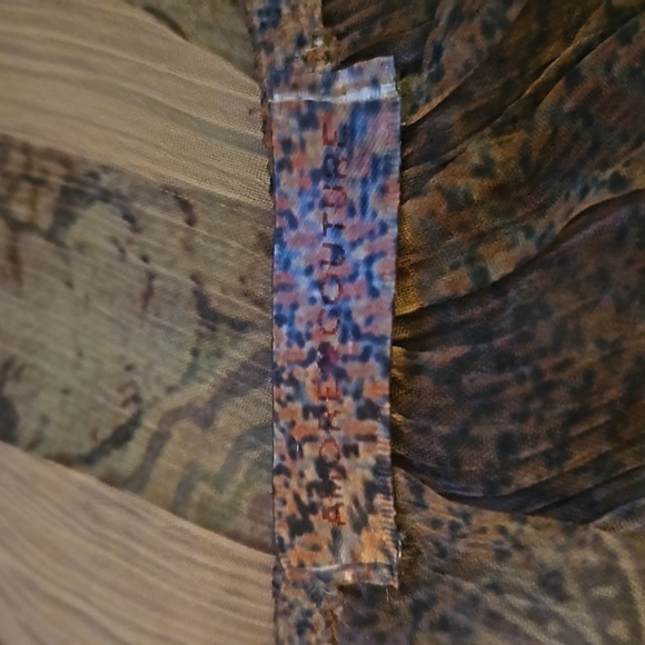 AMORE COUTURE Sheer Leopard Print Silk Blouson Off Shoulder Blouse - Picture 6 of 6